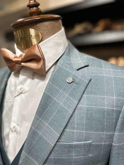 Костюм ИБР 3-ка Бирюзовый в клетку