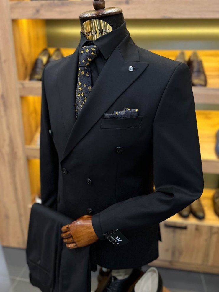 Костюм MAZALTOVMAN 2-ка премиум Черный двубортный