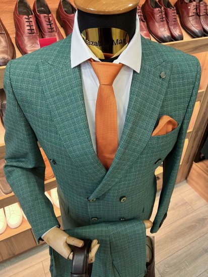 Костюм MAZALTOVMAN 2-ка премиум Зеленый двубортный