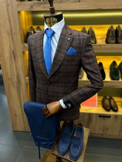 Пиджак MAZALTOVMAN премиум Оранжевый в клетку кэжуал