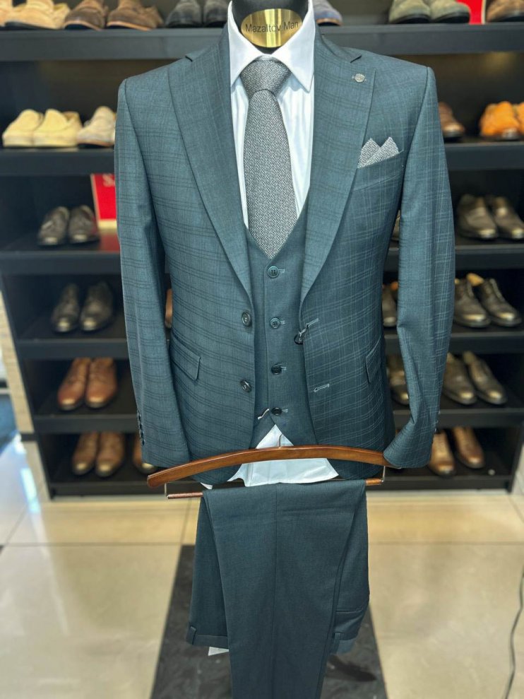 Костюм MAZALTOVMAN 3-ка премиум Зеленый в клетку